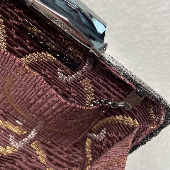 Kotur sequin embellished ombré gray silver black box clutch, black chain NWOT - Picture 7 of 12